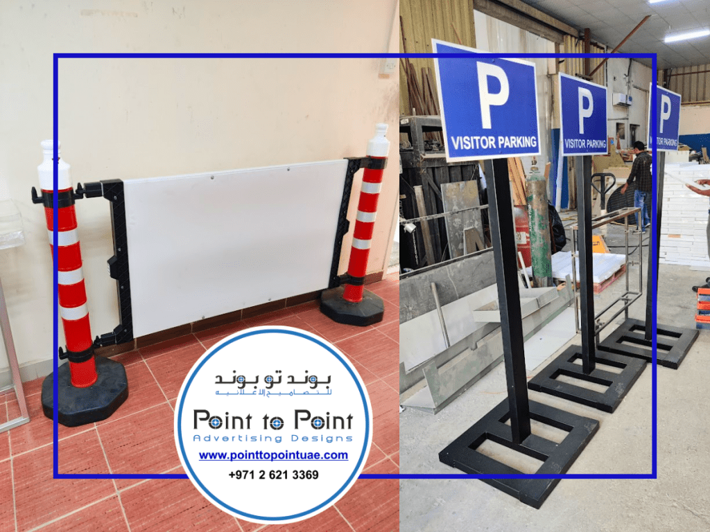 Heavy-duty bollard base plate and foundation detail fabricated by Point to Point UAE for utility protection