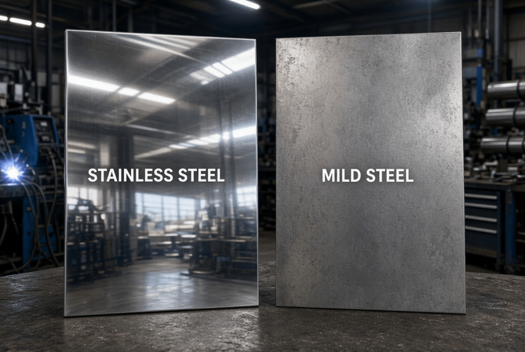 Stainless Steel vs. Mild Steel: Choosing the Right Metal for Your Fabrication Project
create for me a image